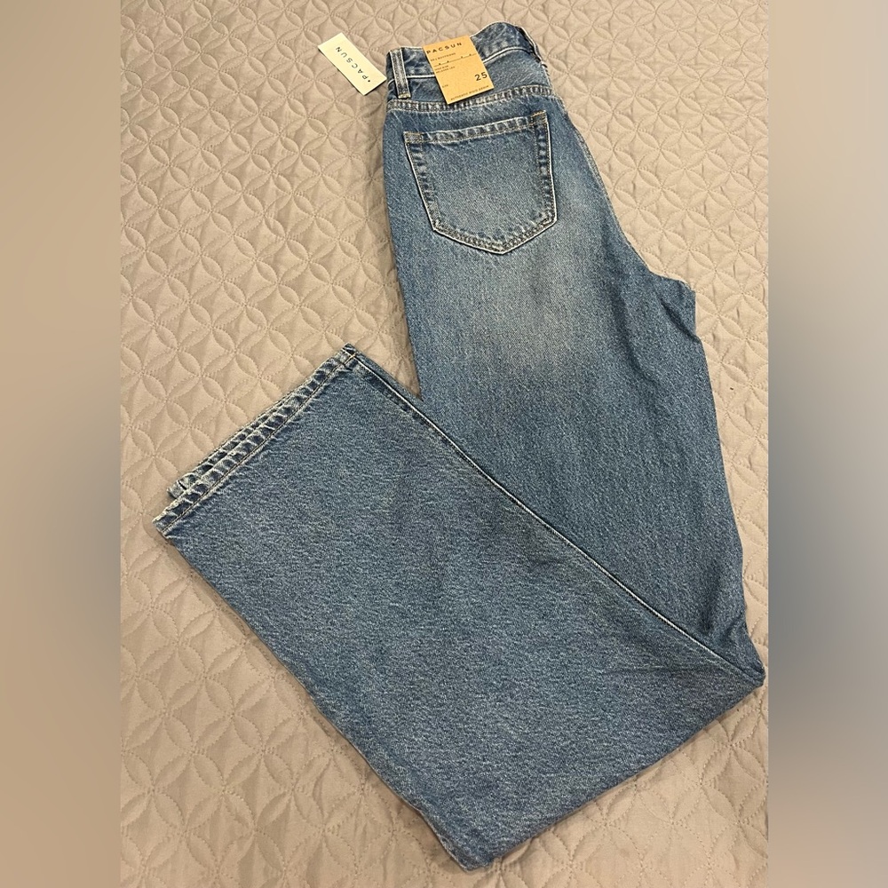 NEW PacSun Jeans Womens  90’s Boyfriend April Blue Denim High Rise relaxed Leg